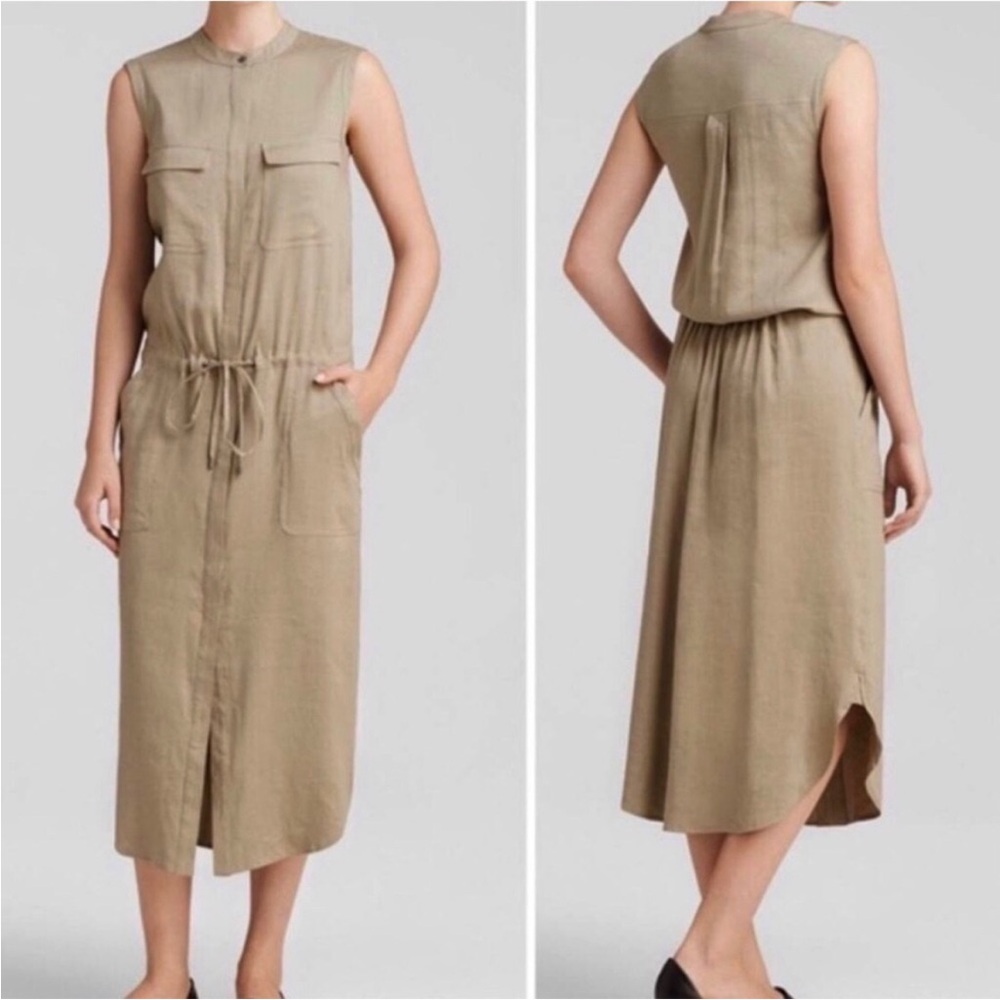 Vince Cargo Shift Dress Linen Blend Medium